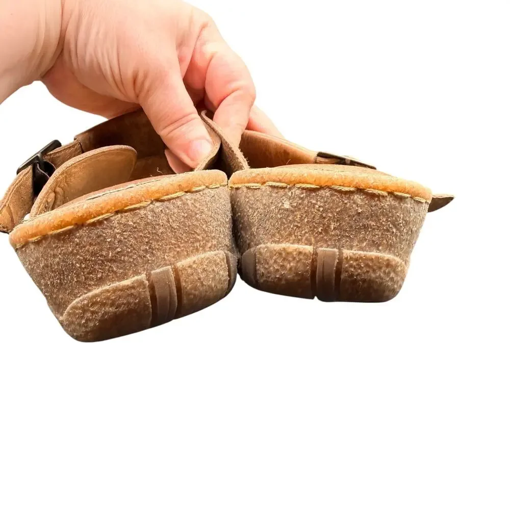 Born Leather Toe Ring Slide Sandals Women’s 11 Brown Comfort Boho